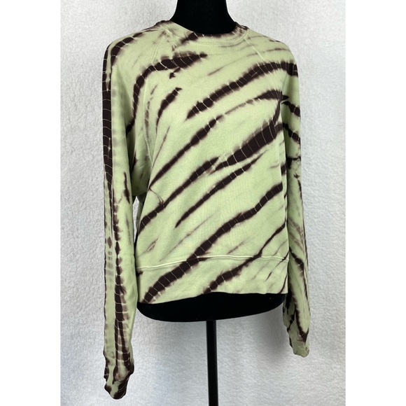 PROENZA SCHOULER • Mint/Brown White Label Modified Raglan Tie Dye Sweatshirt, XS - Picture 12 of 16